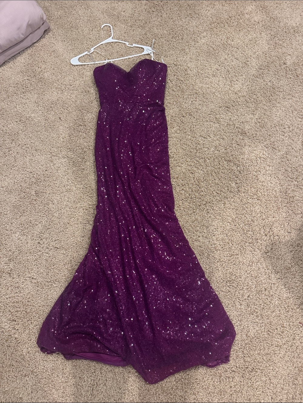 Strapless Sequin Evening Gown in Deep Purple